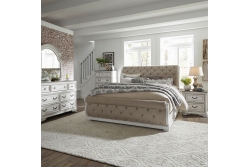 Magnolia Manor Uph Sleigh Bed, Dresser & Mirror, Chest, NS